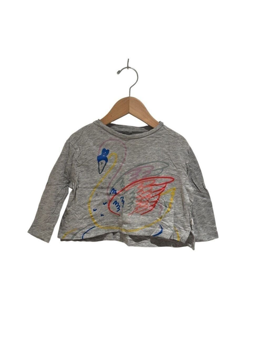 Stella McCartney Kids Gray Swan Boxy Long Sleeve Tee - size 2